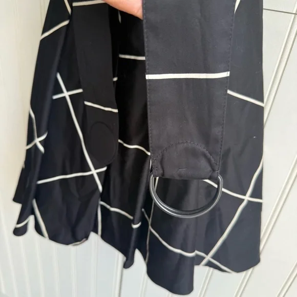 Akris Punto Size 12 Sleeveless Black & Cream Windowpane Belted Cotton Dress NEW! - Picture 7 of 10